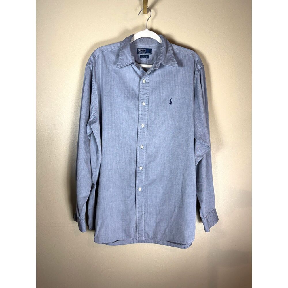 Polo by Ralph Lauren Men's Shirt Navy and white Oxford weave